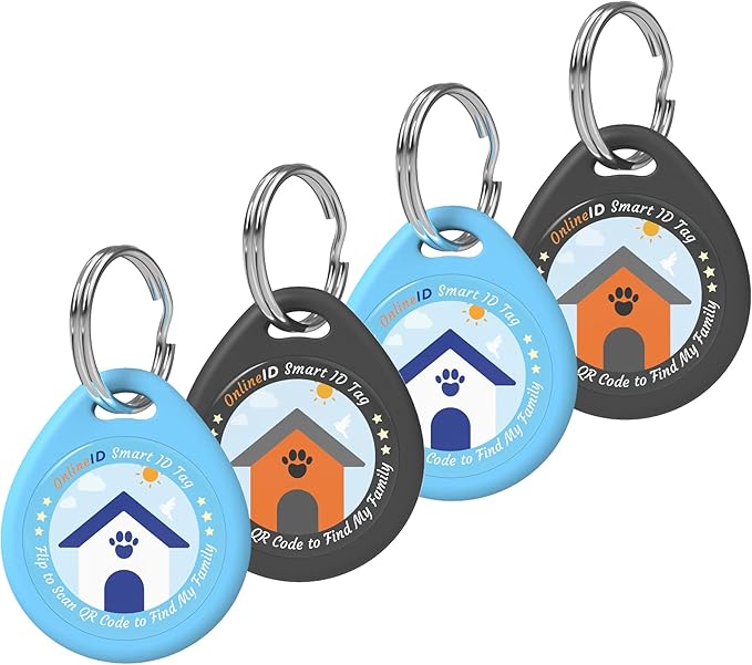 4 Pack Personalized Cat Tags,QR Code Pet ID Tags with Online Profile systerm,Editable Any Names and Phone numbles,2*Black&2*Blue,S