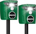 2 Pack Solar-Powered Ultrasonic Animal Repellent Outdoor, Deer Repellent Devices with Motion Sensor, Waterproof Deer, Cat, Raccoon, Coyote, Rabbit Deterrent for Yard, Garden, Farm