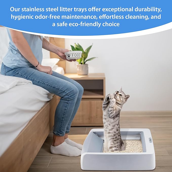 Upgraded Stainless Steel Reusable Litter Tray Compatible with PetSafe Scoop-Free Self-Cleaning Cat Litter Boxes – Deeper Waste Section & Enhanced Odor Control