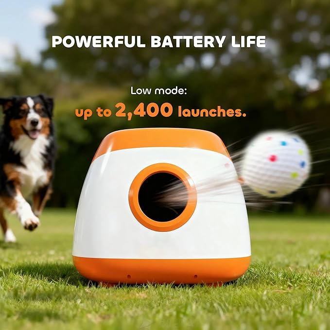Automatic Dog Ball Launcher for Indoor and Outdoor Play – Adjustable Distance, Quiet Operation, Long-Lasting Battery, Remote Control Included