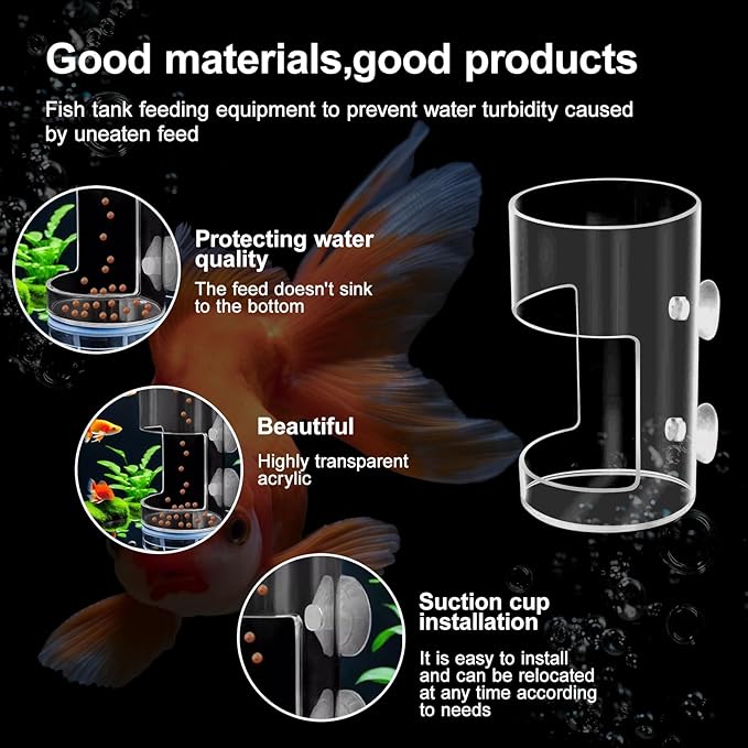 Fish Feeder,Breeder Box for Fish Tank,Breeder Box for Aquarium,Food Vacation Feeder,Feeding Tray with Suction Cup,for Round Aquariums, Hollow Floating-Sinking & Shrimp Food Holders