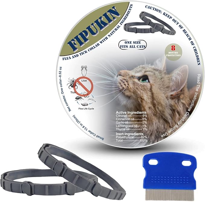 Flea and Tick Collar for Cats, 2‑Pack | Top 50 Ranked (#46), 8‑Month Waterproof Protection with Natural Essential Oils | $1 Donation per Purchase Supports Animal Rescue