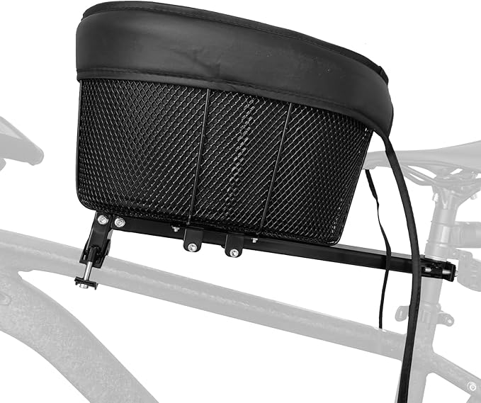 doorslay Dog Bike Basket Mountain Bike Shopping Basket Portable Cat and Dog Carrier for Bike Front Crossbar with Sponge Liner Safety Strap (Black)