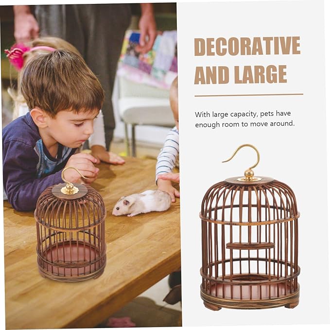 Pet Cage Wooden Decor Wood Decor Hamster Cage Metal Birds Hanging for Bird en Nest Advanced ations Vintage Retro