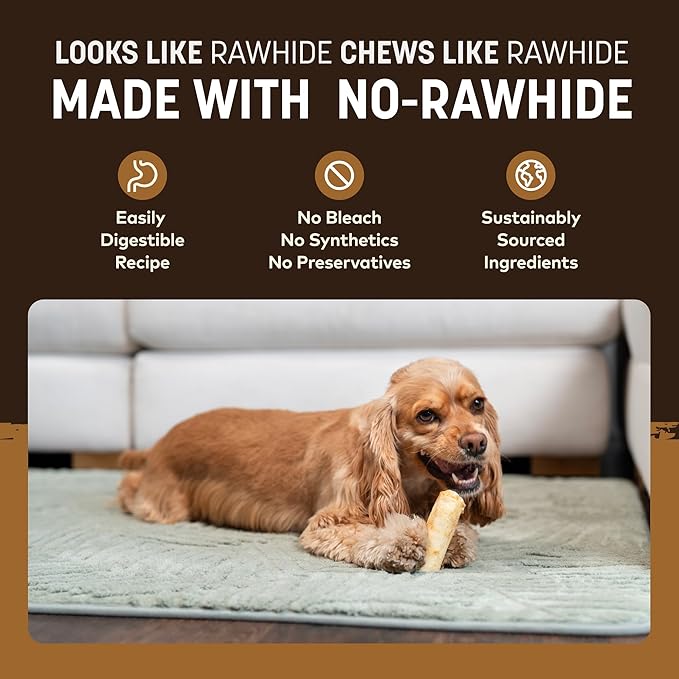 Earth Animal No Hide Chews - Long Lasting Rawhide Free Small Dog Chews Rolls, Venison - 2 Count