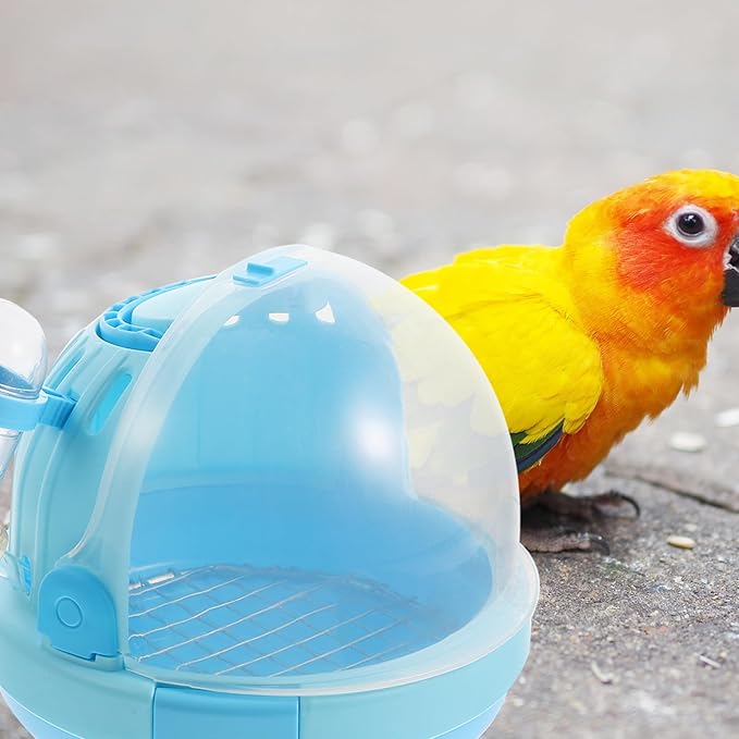 BESPORTBLE Portable Parrot Travel Cage Handheld Bird Carrier with Zinc Mesh Tray and Style, 2Pcs Set for Small Birds and Budgies, Warm Nest for Outdoor Use