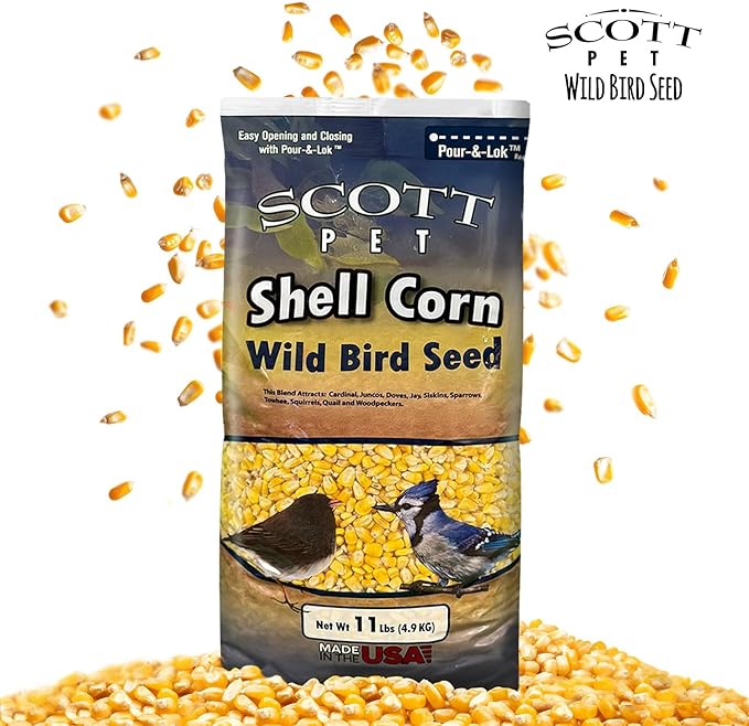 Scott Pet Wild Bird Seed, Shelled Corn, 11 lbs Bag, Feed, Great Source of Protein and Fiber, Food for Outside Wild Birds