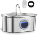Cat Water Fountain Stainless Steel with Water Level Window,108oz/3.2L Cat Fountain Quiet Automatic Pet Water Fountain for Cats and Small Dogs