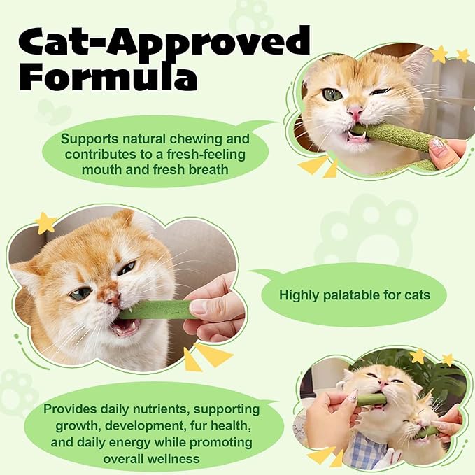 ALIVO Cat Grass Sticks, Cat Grass Treats Support Teeth Cleaning & Hairball Care, Natural Dental Treats for Indoor Cats, Health Supplies Dental Care - Indoor Cats Snack, 60g