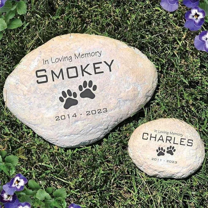 GiftsForYouNow Engraved in Loving Memory Pet Memorial Garden Stone, 4.75 Inch, Durable, Waterproof, Temporary Grave Marker, Dog Tombstone