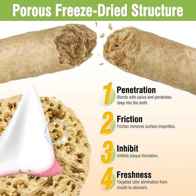 Freezed Drying Cat Chew Sticks Pigeon Flavor, Cat Teething Sticks for Teeth Cleaning Dental Care, Cats Chew Toys for Fresh Breath