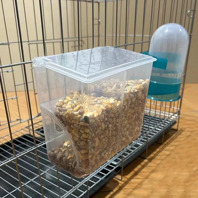 Automatic Pigeon Bird Feeder Water, 2 Pack Plastic Feeder Water Dispenser Drinkers for Cage, No Mess Hanging Parrot Food Bowl Container, Cage Accessories for Parakeet Quail Bird Chicken (2 Hole-Hook)