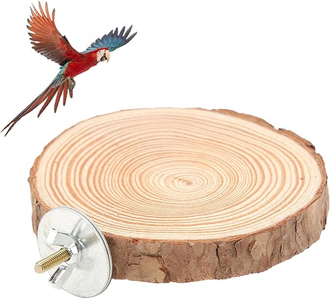 Round Wooden Spring Bird Board, Parrot Perches Stand Toy Bird Parrot Perch for Small Parakeets Cockatiels Hamster Cage Accessories (6cm)