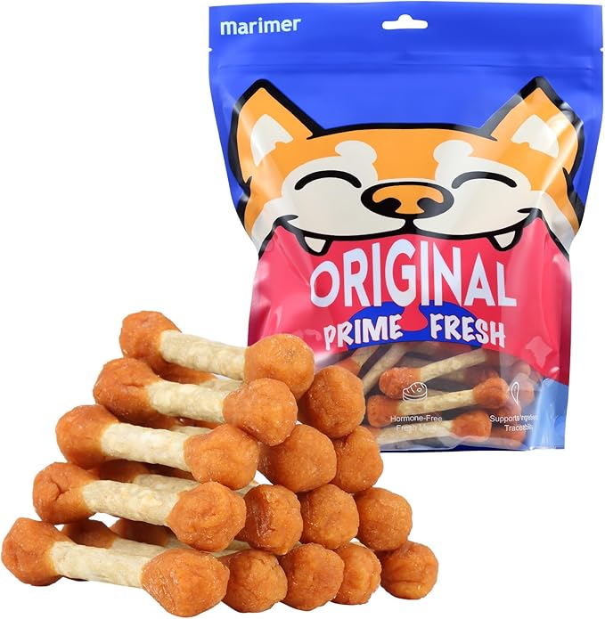 Beef Hide Chicken Dumbbells for Dogs, 25 oz (720g) – Bone-Shaped Rawhide Chews Wrapped with Real Chicken Breast, High-Protein Low-Fat, Dental Chews for Long-Lasting Chewing Fun