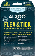 ALZOO Natural Flea & Tick Squeeze-On for Dogs, Helps Repel Fleas, Ticks & Mosquitos, Up to 3-Months Protection, Plant-Based Active Ingredients, Water-Resistant, 3 EZ-On Applicators Per Pack
