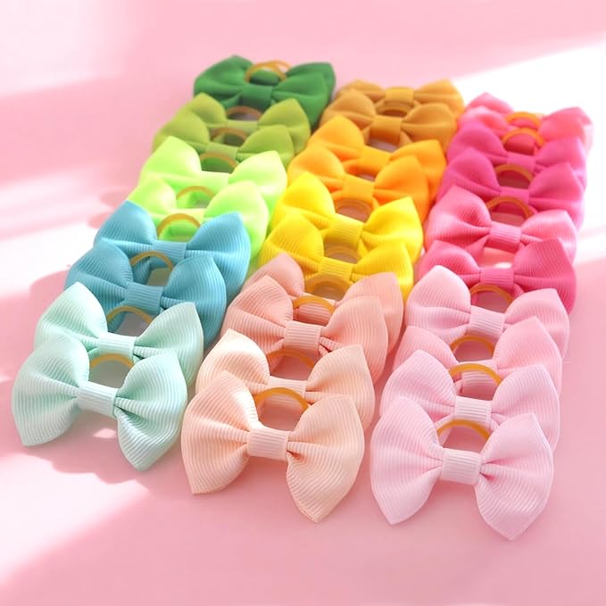 Dog Hair Bows Puppy Hair Bows Small Mini Rubber Bands Pet Grooming Accessories 60pcs (30 Pairs)