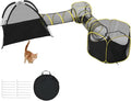 VINGLI Cat Tunnel, Outdoor Cat Enclosure, Large Catio, Outdoor Tunnels for Kittens with Storage Bag (Black&Yellow, 5 in 1)