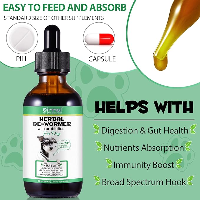 Specifically Formulated for Dogs, Natural Intestinal Defense for Dogs, Herbal Cleanse, Digestive Support for All Dog Breeds, Puppy & Kitten, Gut Health, Supplement Drops, Advanced Broad Spectrum