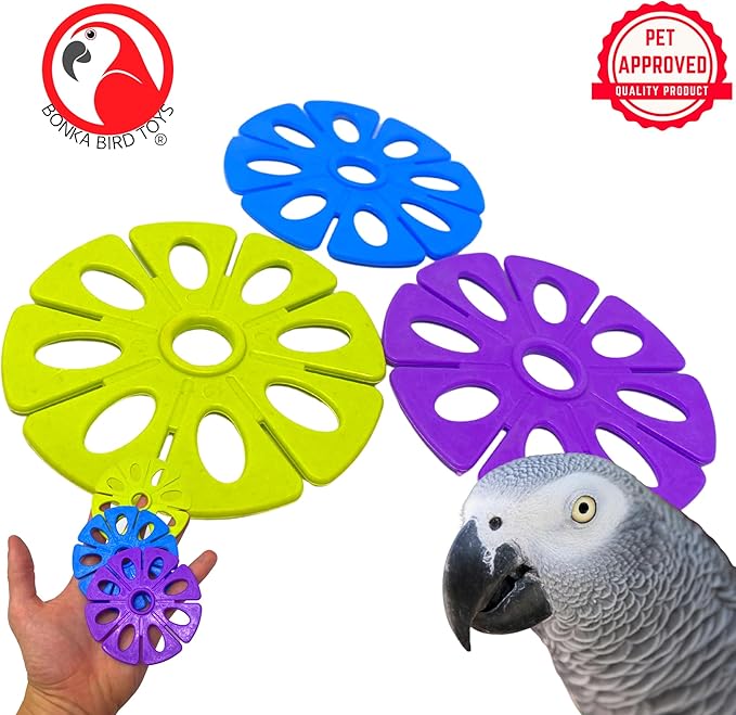 Bonka Bird Toys 2918 Large Pk3 Round Plastic Snowflakes Parrot Toy, Conure, Amazon, African Grey, and Similar