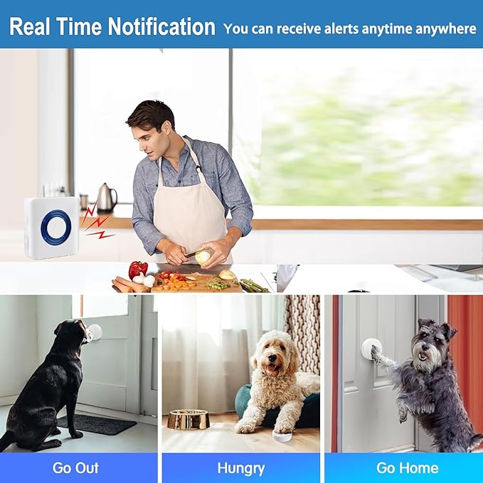 EverNary Dog Door Bell, Dog Bells to Go Outside,Dog Bells for Potty Training, Dog Doorbell with Large Touch Area Button,1000FT Range, 58 Chimes, 0-110db Volume,1 No WiFi Receiver & 2 Transmitters