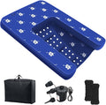 Inflatable Dock Platform with Electric Pump, Dog Boat Ramp Floating Non-Slip Oxford and PVC with Water Ramp for Dogs Pool, Dock, Lake with Traction Rope Dark Blue (4.7ft x 3ft x 6in)