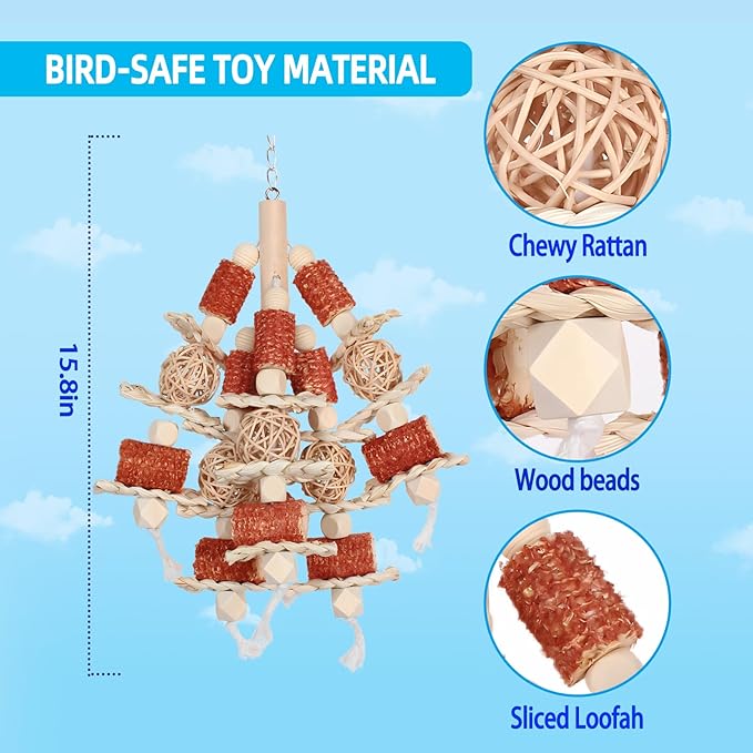 Bird Toys, Natural Corn Stick Parrot Toys Hanging in Bird Cages，for Small and Medium-Sized Macaws,African Grey,Cockatoos,Cockatiel,Sun Conure，Amazon Parrots