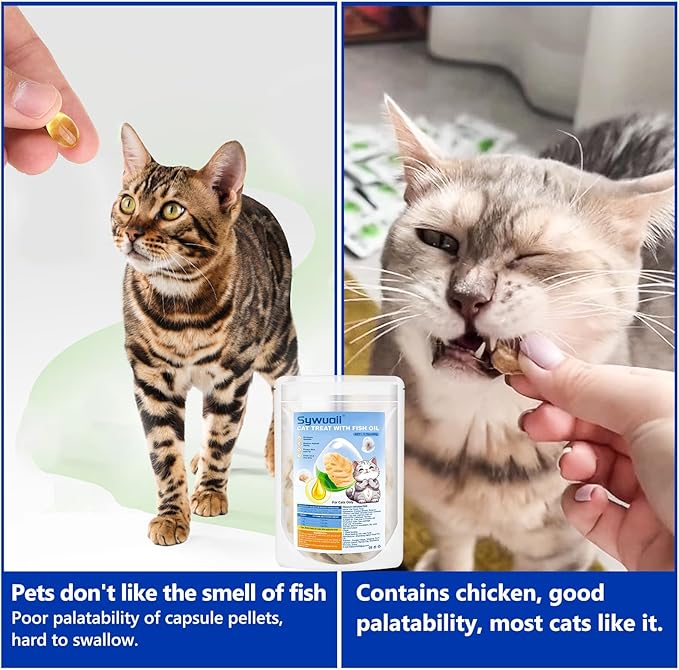 50g/1.76oz Freezed Dried Cat Chicken Treats with Fish Oil, Cat Treats for Hair and Skin Protection, Edible Cats Snack