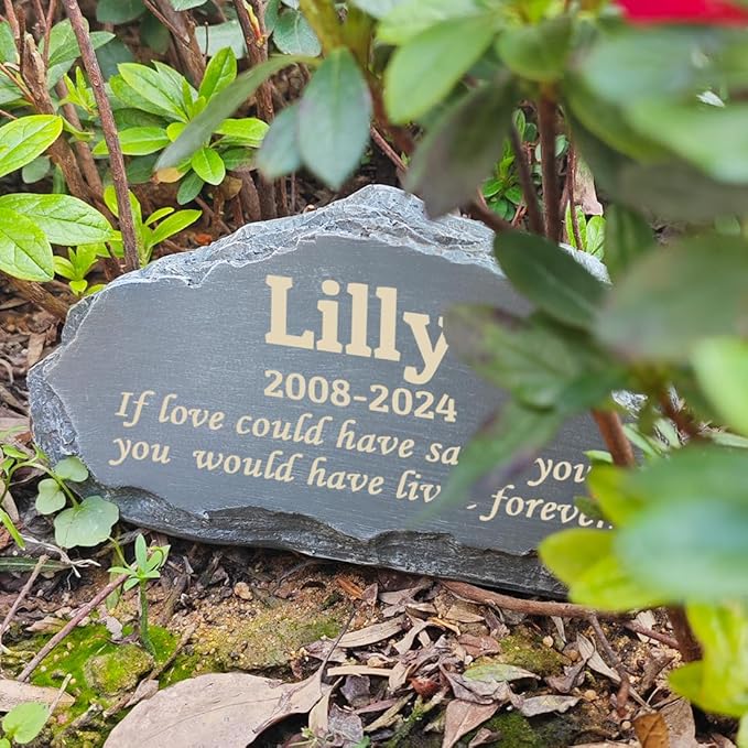 Personalized Pet Memorial Stones with Any Message, Mountain Shape Garden Memorial Stone for Pet Dog Cat Headstone, Dog Tombstone, Pet Grave Marker, Pet Memorial Plaque Outdoor