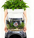 Geelin 5 Gallon Plastic Aquaponic Betta Fish Tank Aquaponic with Base and Top, Large Bowl Shatterproof Ecosystem Aquarium with Clear Clarity for Terrarium, Flower Vase Betta Fish Centerpiece Gifts