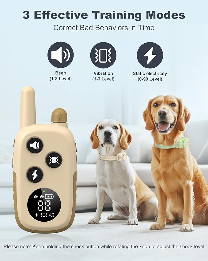 Jugbow Dog Shock Collar with Remote for Large Medium Small Dogs, Rechargeable Waterproof IPX8 E Collars with Beep (1-3) Vibration(1-3) Safe Static(0-99)