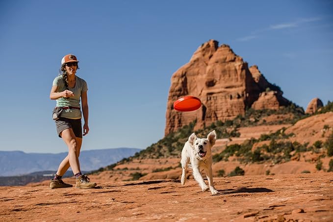 Ruffwear, Camp Flyer Dog Frisbee, Lightweight 8.7 in Flexible Flying Disc Dog Toy for Land Fetch, Soft on Teeth, Durable/High‑Visibility, Waterproof Finish, Doubles as Bowl, Polar Blue