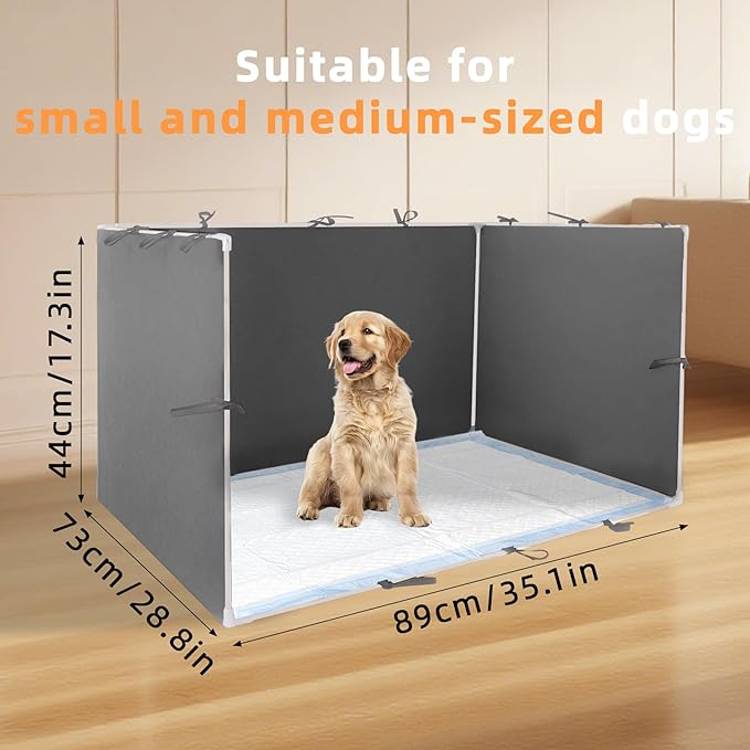 Dog Pee Pad Holder with High Walls - 35"x29"x17.3" No-Splash Indoor Dog Potty Box, Foldable Potty Training Toilet for Large Small Medium Dogs Puppy Potty (Dark Gray)