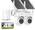 4K Security Cameras Wireless Outdoor No Subscription, 360° PTZ Home Security Cameras System, 64G Local Storage Home Hub, Human/Vehicle/Pet Recognition AI, Color Night Vision, 2 Cam-Kit