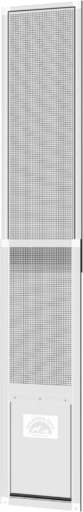 Hakuna Pets V2 Patio Pet Door Screen Insert Panel for Sliding Doors, Fits Door Track Min Ht 62.99" to Max Ht 84.25",UV Resistant Mesh, Locking Magnetic Dog Door, Easy Install and Removal, Large, White