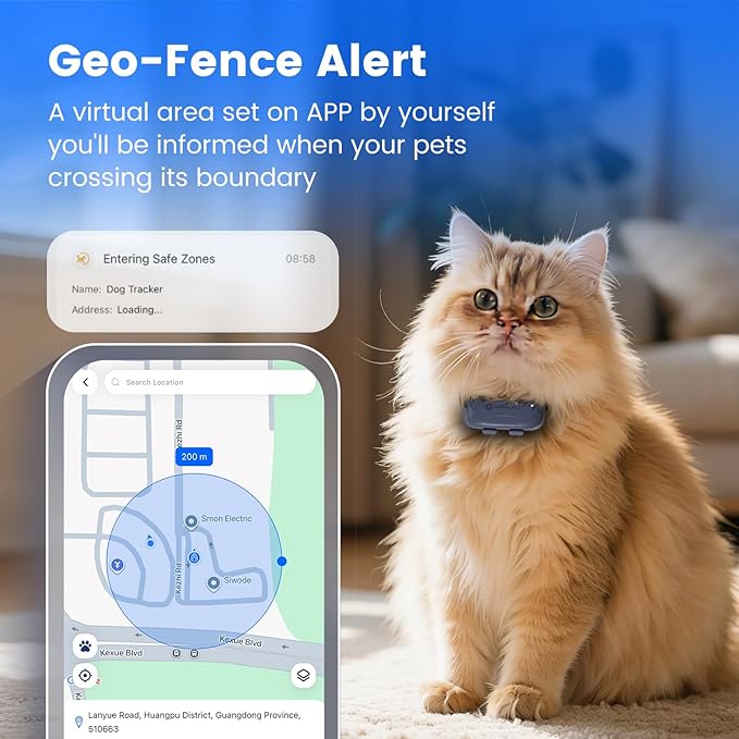SEEWORLD Cat Tracker Dog Tracking Device with Real-Time Location | Activity Sleeping Monitoring | Geo-Fence for All Collars-iOS & Android (Subscription Required)