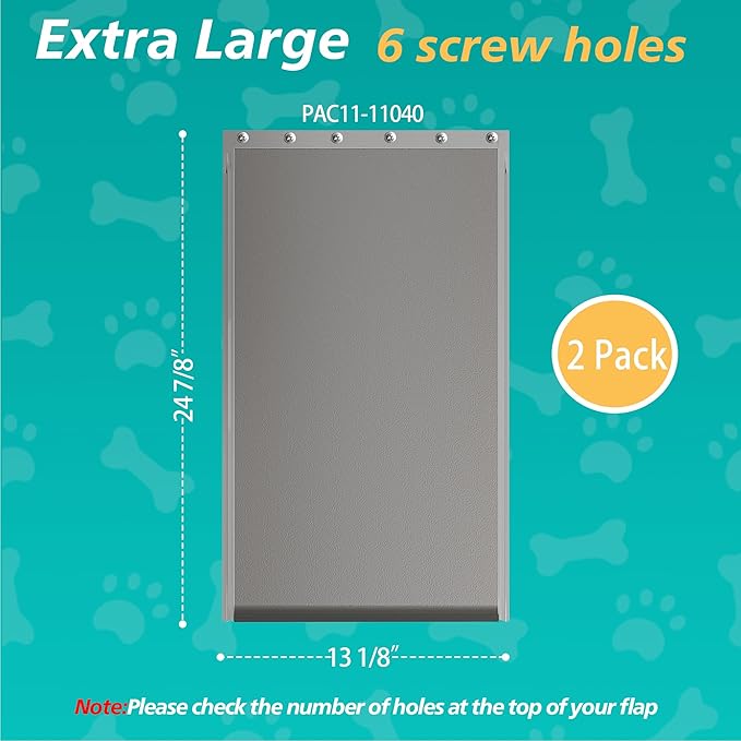 2PACK Extra Large Dog Door Replacement Flaps with Screws - Pet Door Replacement Flap Compatible with Petsafe Freedom Doggie Doors Replacement Flaps PAC11-11040 13 1/8" X 24 7/8", Flexible, No Warped