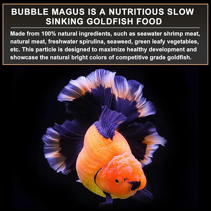 Bubble Magus Sinking Goldfish Food, Color Enhancing, Balanced Diet, All Natural Ingredients, Clear Water Formula, Slow Sinking Gold Fish Pellets, Goldfish Ultra Color （2oz）