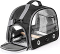 Portable Bird Cage Bird Carriers Foldable Panoramic View with Perch Removable Tray for Parrot Hamster Hedgehog Rabbit Sugar Glider (Black)