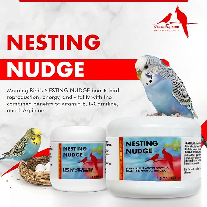 Morning Bird Nesting Nudge 2 Oz – Supports Reproductive Health & Energy – Stimulates Male and Female Reproductive Systems - Breeding Supplement with Essential Amino Acids & Vitamin D3