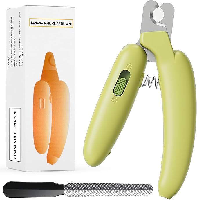 Dog Nail Clippers,Dog Nail Trimmers for Small Medium Dogs and Cats - Professional Grooming Tool with Safety Lock, Sharp Stainless Steel Blade Prevents Splitting，Includes Nail File (Green-mini)