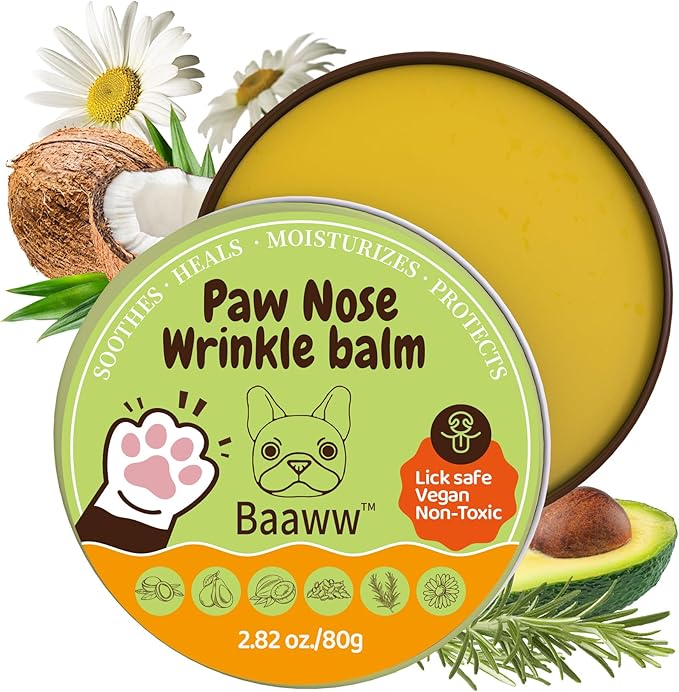 Paw Nose Dog Lick Safe Balm – Natural Moisturizer for Dry and Cracked Paws, Soothes Itchy, Sensitive and Irritated Skin, Wrinkle Irritation Relief, Protective Pet Care Soothing Essentials, 80g