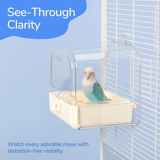 Hanging Bird Bath for Cage with Bowls & Mesh Bottom - 3-in-1 Multifunction Bird Bath/Bowl/House, Bird Shower for Lovebirds, Finches, Parakeets, Budgies, and Other Small to Medium Birds - Green