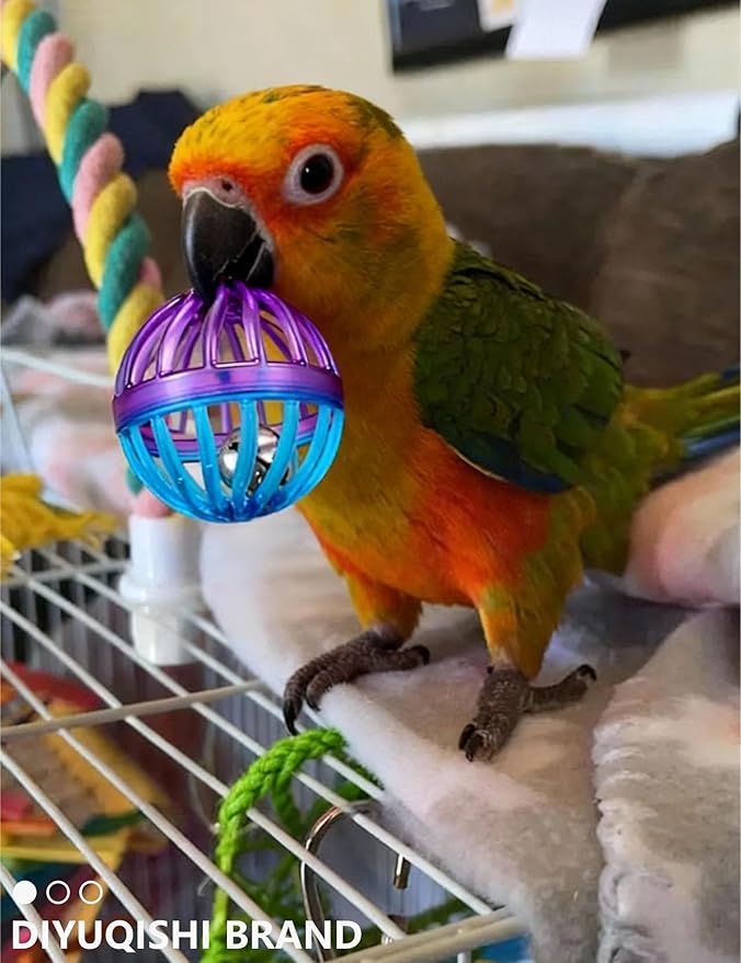 5-Pack Bird Toys for Parrots, Parakeets - Colorful, Safe, Fun for Big & Small Birds, Chase Toys Wildly (1.5'' - 2.8'')
