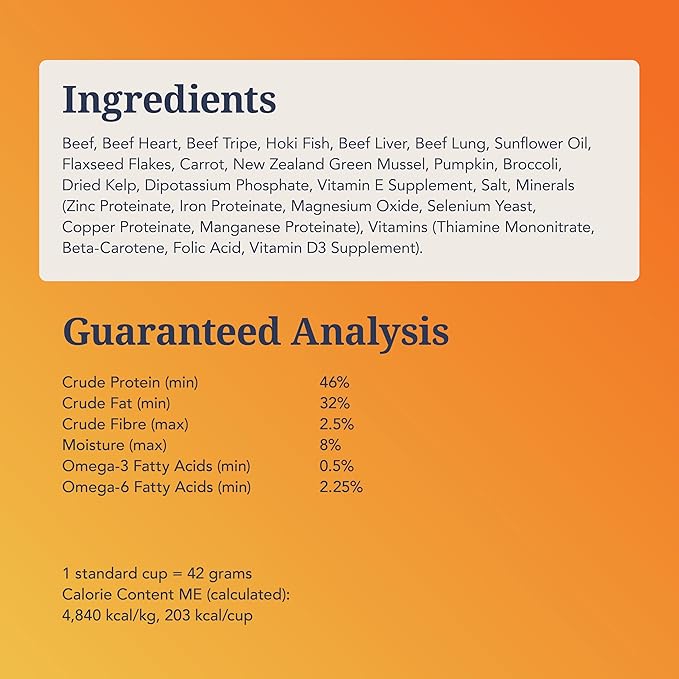 K9 Natural Beef & Hoki Freeze Dried Dog Food, High-Meat Natural Complete Meal or Meal Toppers for Dogs, Grass-Fed Beef & Hoki from New Zealand, Grain-Free, GMO-Free, Complete & Balanced Nutrition, 8lb