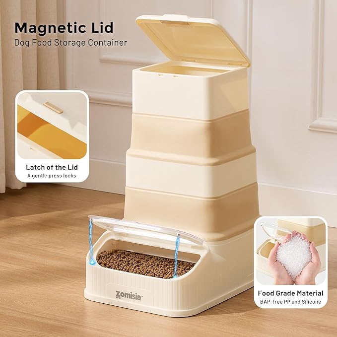 30-40lbs Collapsible Dog Food Storage - First-in, First-out Easy Dispense Base for Freshness, Pet Food Storage Containers with Transparent Lid and Scoop