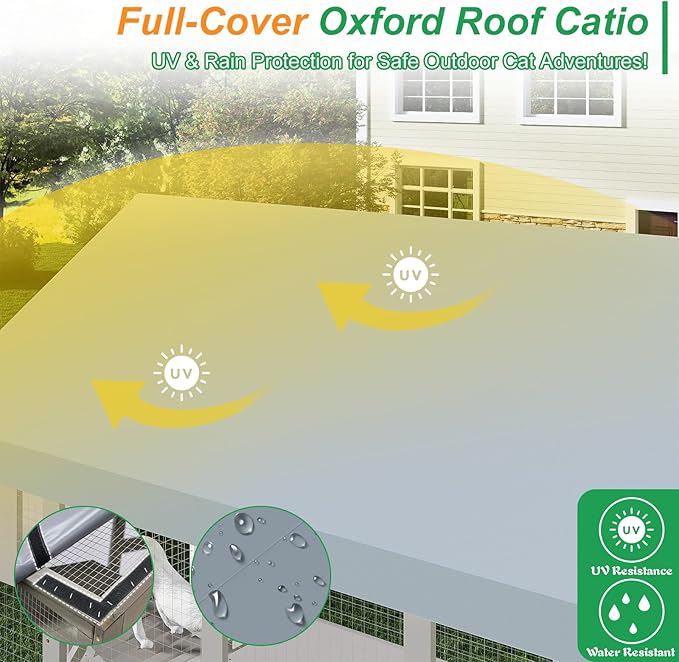Extra Large Catio, Walk-in Outdoor Cat Enclosure with Weatherproof Cover, 8 Platforms & 2 Resting Boxes, Bridges & Window Connecting for Multiple Cats, Patio Backyard Pet Habitat