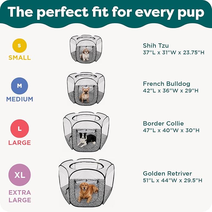 FurHaven Portable Pet Playpen for Dogs & Cats, Foldable Indoor Kitten Playpen with Mesh Sides, Pop Up Travel Dog Pen, Medium, Gray Pebbles