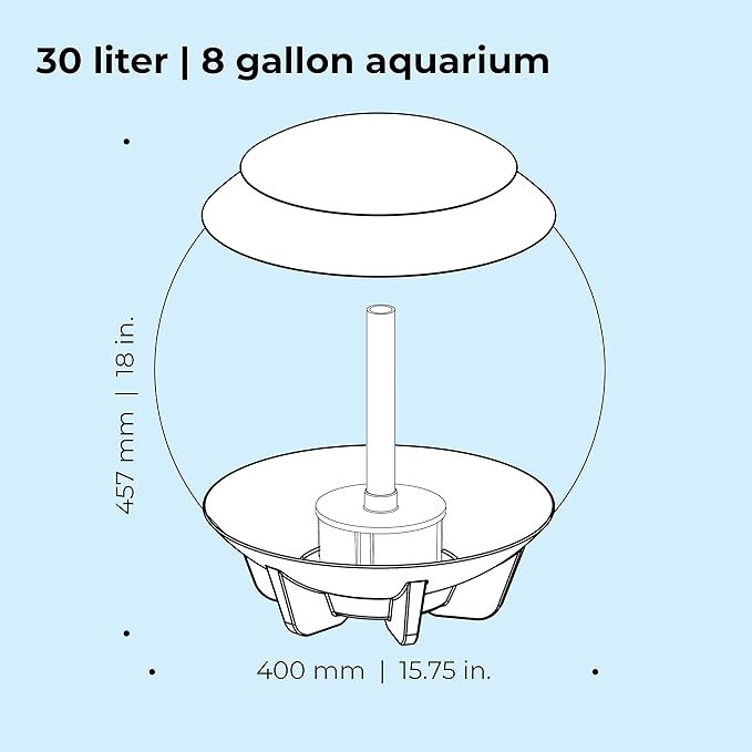 biOrb Halo 30 Acrylic 8-Gallon Aquarium with Multi-Color Remote-Controlled LED Lights Modern Tank for Tabletop Display, White
