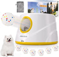 HETOO Automatic Ball Launcher for Dogs: Ball Launcher for Dogs - Automatic Tennis Ball Thrower for Dogs, with 6 Balls- Interactive Dog Toys - Small/Medium Sized Launcher- Yellow
