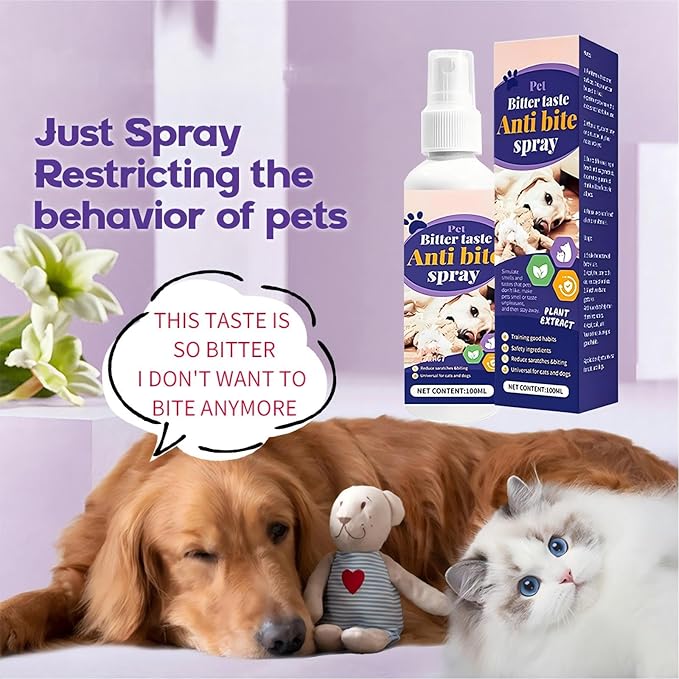 Anti-chew Spray For Dogs And Cats, Cat Deterrent Spray, With Natural Ingredients, Aid To Stop Chewing, Licking & Marking, Licking & Marking, Dog Deterrent Sprays For Furniture Protection 100 ML